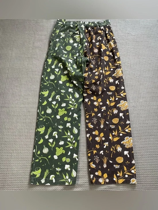 Big Bud Press Work Pants Two Tone Cookbook Print Small Womens Green Brown Multi - Picture 9 of 10